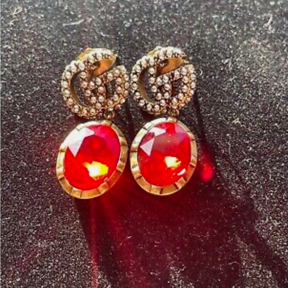 Elegant Red Gemstone Earrings